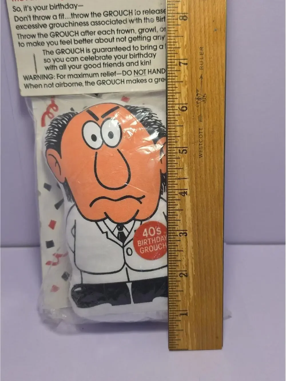 1998 The 40's Birthday Grouch Beanbag Throw Paperweight New 6